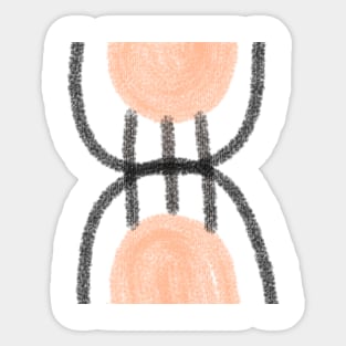 pink peach black line abstract design Sticker